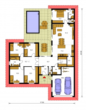Plan de sol du rez-de-chaussée - BUNGALOW 217